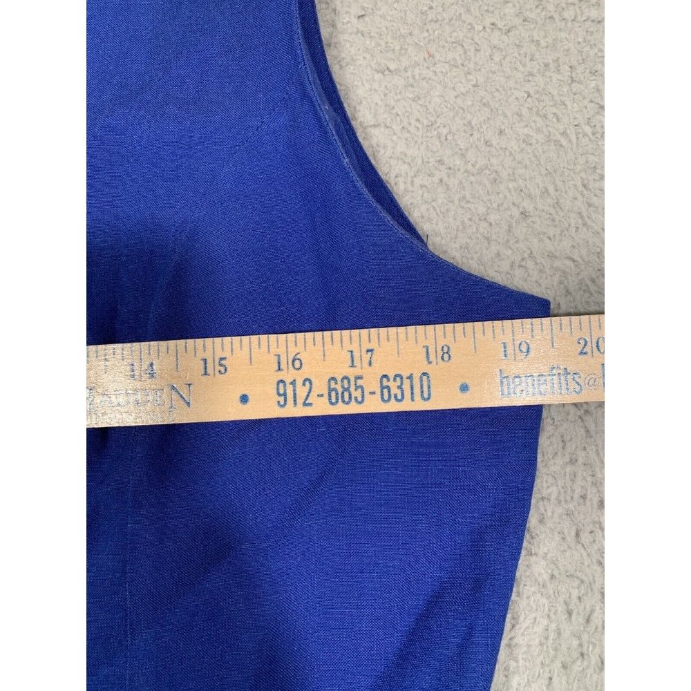 Deane & White Dress Blue Linen Blend Sleeveless Lined Size 10 Back Zipper - Picture 4 of 8